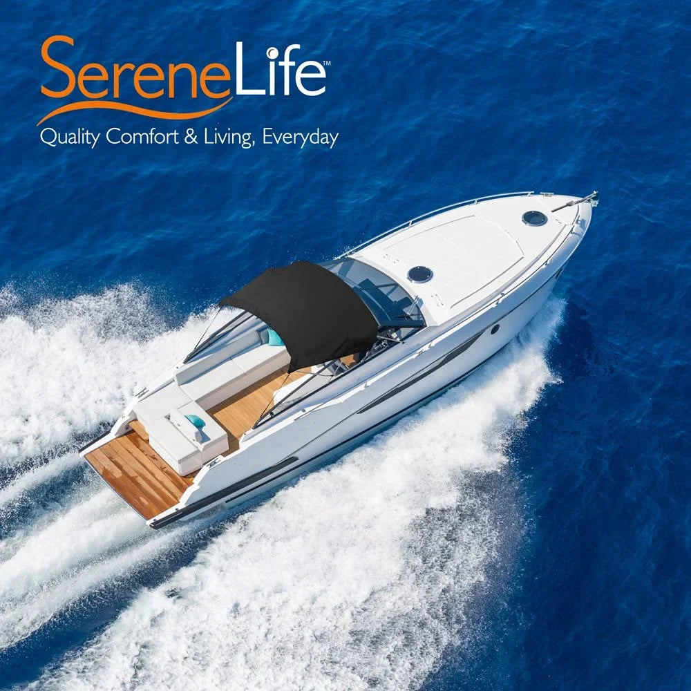 SereneLife 3 Bow 67-72 Inch Bimini Top vessel wrap with Double Walled Frame, Gray