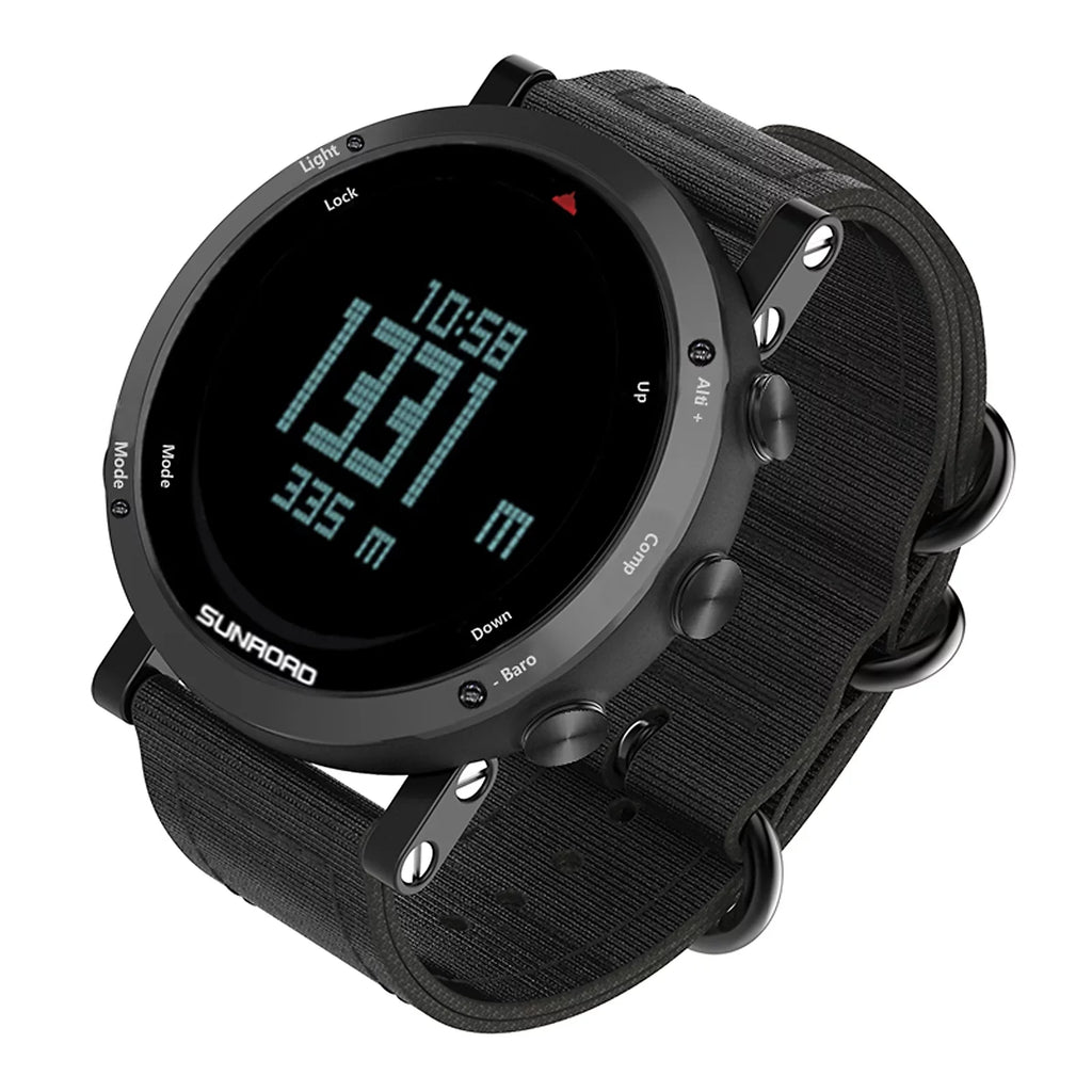 SUNROAD Barometer Altimeter Compass Thermograph elements Forecast Men Watch 50meters moisture-immune Multifunctional Sports Watch for Mountaineering Running Trekking Camping