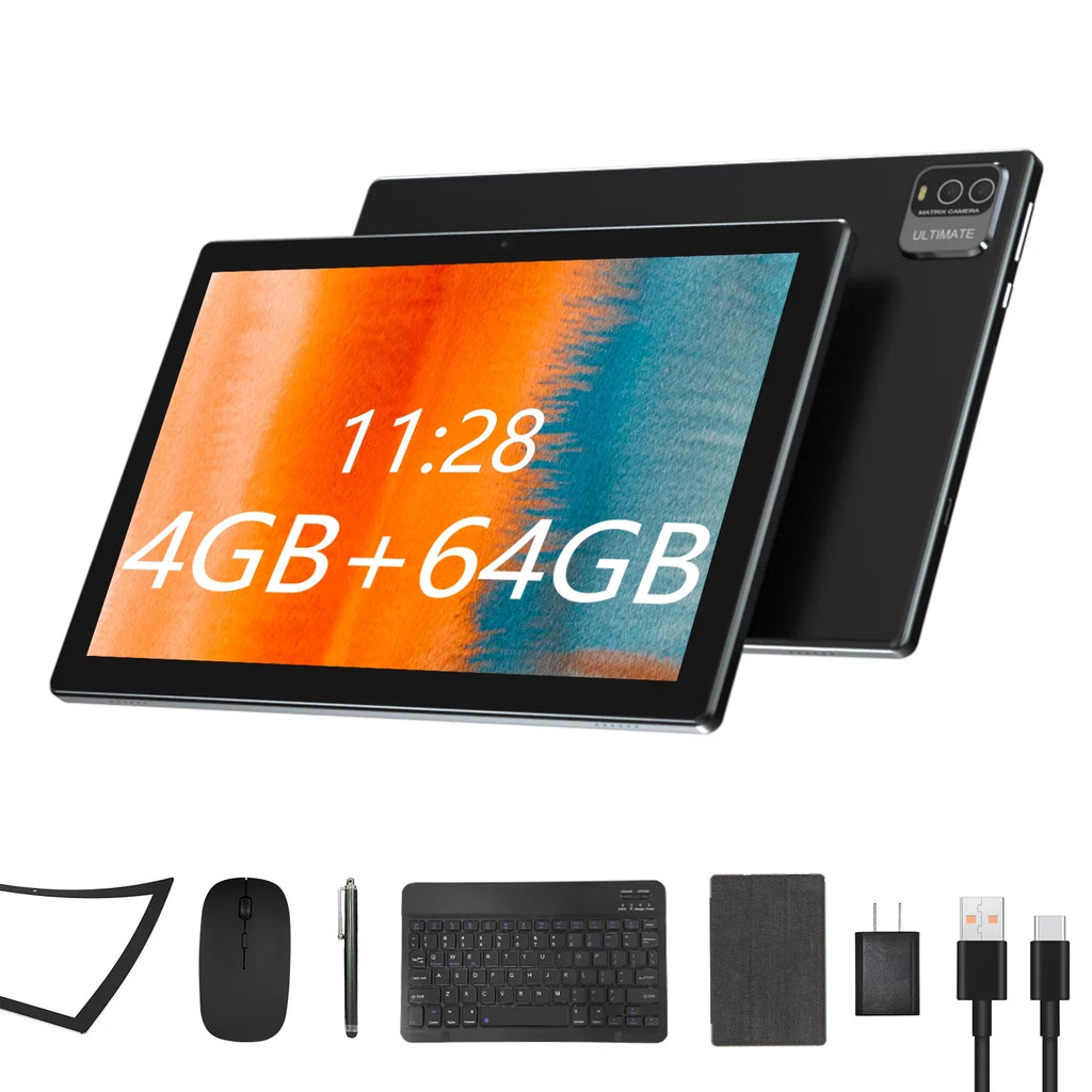 Coopers 2 in 1 Tablet, 10 inch Android 11 Tablet with Keyboard 4GB+64GB+512GB Expandable Dual Camera, WiFi, Bluetooth, Long   Battery Life, Google Certified Tablet PC