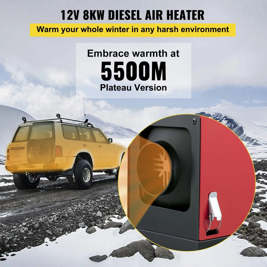 VEVORbrand Diesel Air Heater All in One 12V 8KW, Diesel Parking with LCD Switch, Silencer, Wireless Control and One Air Outlet for Car, Bus, Truck, craft Trailer Motorhomes Engineering Vehicles