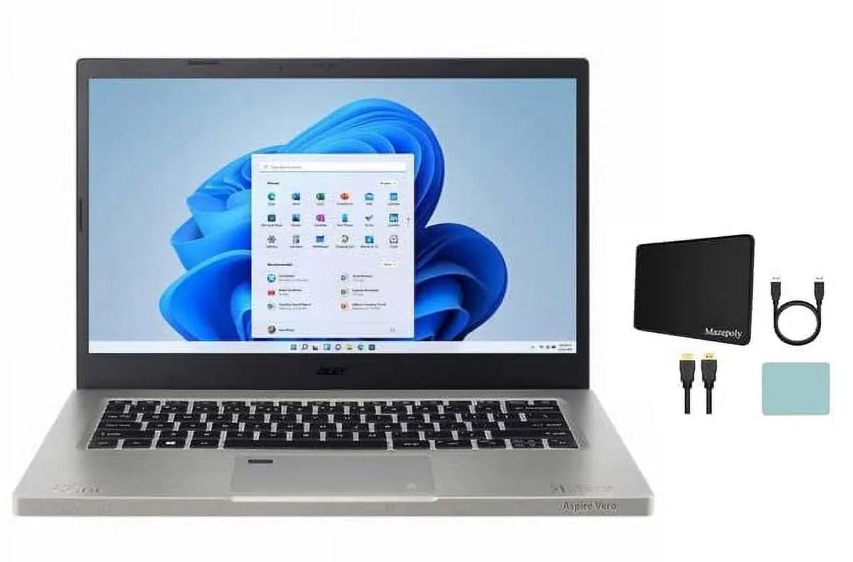 Aspire Vero 14" FHD LED-Backlit Laptop,  Core i7-1255U EVO 1.70GHz, 16GB RAM 1TB SSD, Windows 11 Home, Backlit Keyboard, Bluetooth, Finger Print Reader, 1080p Webcam, Gray + Accessories