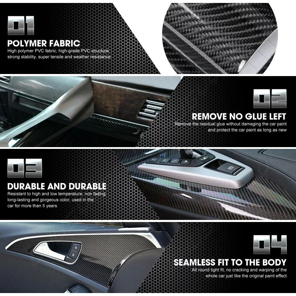For  X6 F16 2015 2016 2017 2018 Black Interior protector Trim  5D Carbon Fiber （For left-hand drive vehicles）