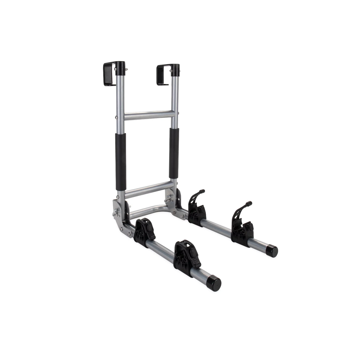 Camco Camper/RV Ladder Mount Bike Rack | Holds Up to 2 Bikes | Black & Silver (51492)