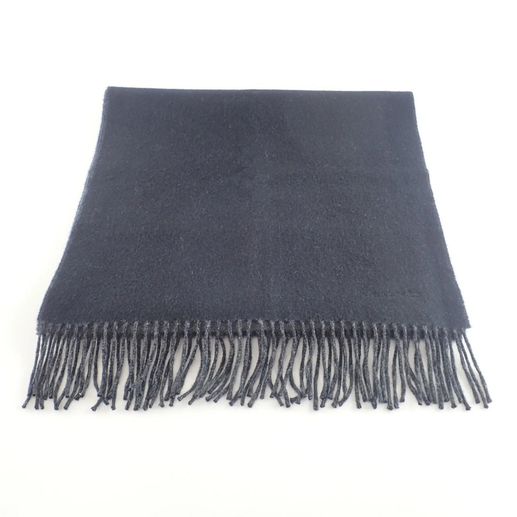Pre-Owned HERMES Embroidered 100% Cashmere Scarf Black Grey (Good)