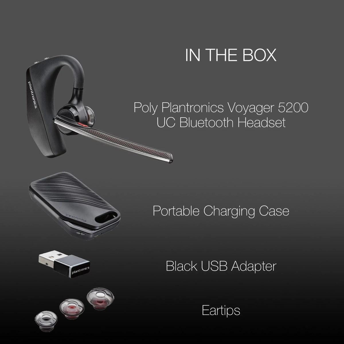 Plantronics Voyager 5200-UC Bluetooth Headset - 206110-01 - suitable with Smartphones, PC, MaC, Softphones, Tablets