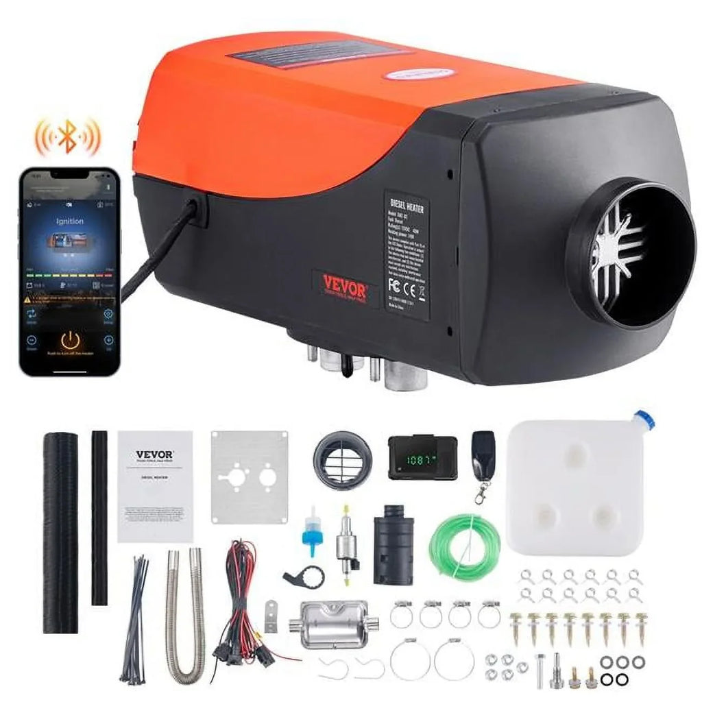 VEVOR Bluetooth App Control Diesel Air Heater, 12V 5KW Diesel Heater with Automatic Altitude Adjustment, Remote Control and LCD, Diesel Parking Heater for RV Trailer Camper Van craft And Indoors