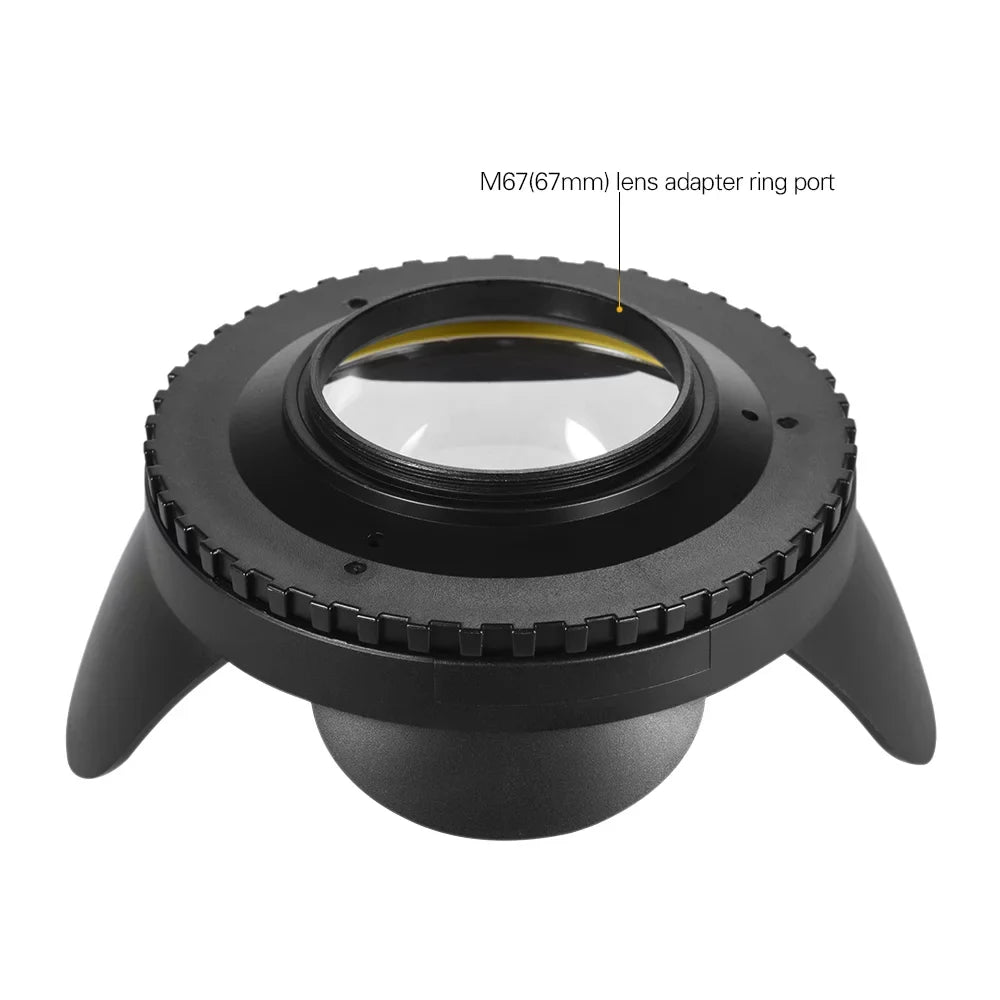 MEIKON Dome Port,Shade wrap 60m/ Lens Port Case shield 60m/ 197ft Wide Lens Port Round Adapter Camera Case Shade wrap Port Case Shade 197ft Waterproof 67mm Fisheye Wide Lens 60m/ 197ft Waterproof
