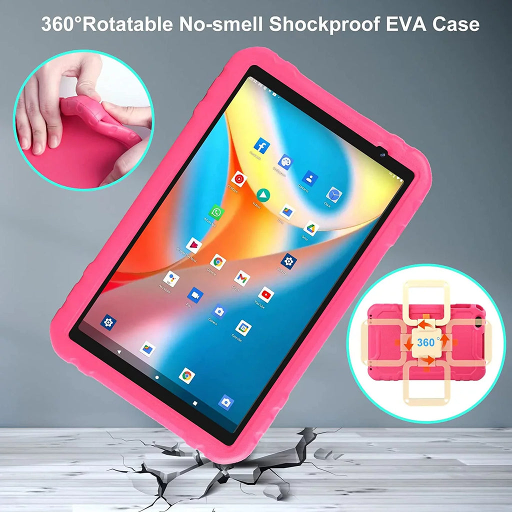 Kids Tablet 10 inch Android 11 Tablets 4GB RAM 64GB ROM Drop-Proof Case HD IPS Touchscreen Wifi Split Screen Pink